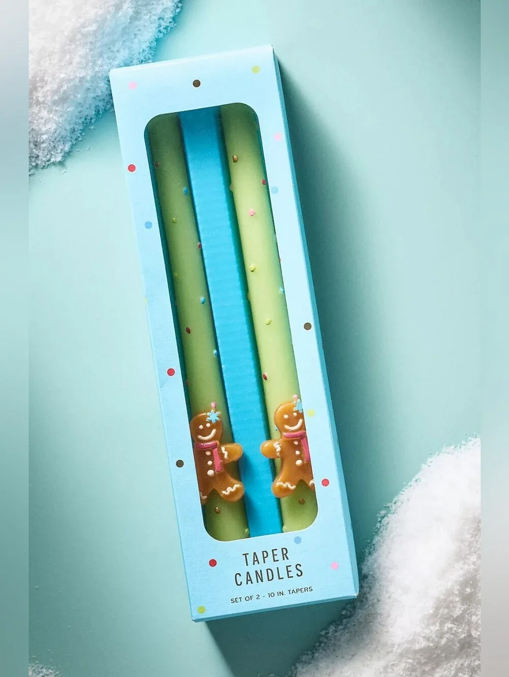Anthropologie Gingerbread Man Festive Icon Taper Candles, Set of 2
